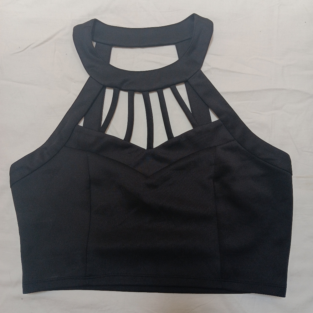 Black cut out crop top